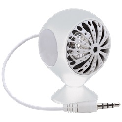 White Silicone Speaker with rechargeable lithium-ion battery, 3.5cm Audio jack and suction foot that doubles as a phone stand