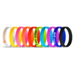 Simple yet effective way to spread the message. This Silicone wristband is the perfect choice for displaying your brand or promoting a campaign. Available in bright and funky colours. Silicone 