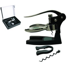 Silver and black 4pc metal corkscrew in gift box