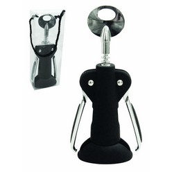 Silver and black rubber finish italia winged corkscrew in PVC box