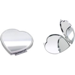 Silver heart shaped double sided compact mirrior
