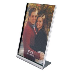 Silver metal L-shape photo frame (16x10.5x5.3cm)