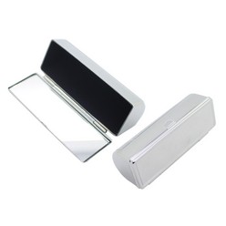 Silver metal single lipstick case with mirror