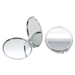 Silver round double sided compact mirror