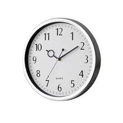 Silver wall clock with sweep movement (batteries included)
