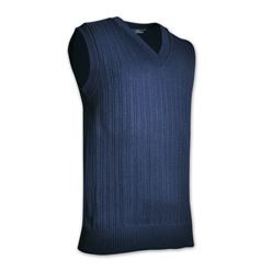 10 Gauge Knit. Features: V-neck, Ribbed neck line, Ribbed waistband and armholes, Wash & Wear.