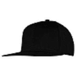 100% Acrylic fabric, 6 panel structured, embroidered eyelets, plastic tab closure and flat peak