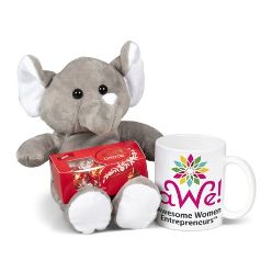 Box of lindt chocolates, soft toy, mug in presentation box