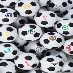 A Soccer stress ball that is available in various colours that can be customised with Pad printing with your logo and other methods.