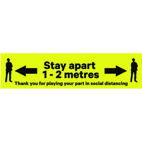 Social Distancing Stickers is the size of  200x800mm  comes in these colours n/a