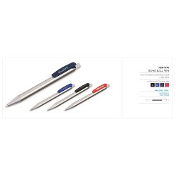 barrel brushed stainless steel clip ABS, A nice looking affordable pen to showcase your logo at any promotional event. Available in 4 vibrant colours with stunning silver trim accents, with black German ink.