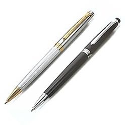 Twist Action Metal Ballpen, Chrome and Gold clip and trim, refills with Parker type refills, including Luxury Bettoni Box