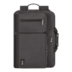 polyester Material, Briefcase transforms into backpack, fully padded 15.6'' laptop compartment, Dedicated interior pocket for ipad or tablet, Large front pocket with organiser section, Two front quick access pockets, Padded carry handles with magnetic clips, Removable/adjustable shouder strap, Hideaway padded backpack straps for added comfort, 1 year warranty