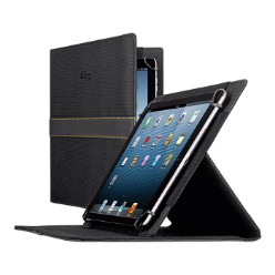 Material: Polyester, Tensioned clips designed to securely hold virtually all brands of 8, 5 inch up to 11 inch tablets, Adjust to multiple viewing angles, Magnetic strap ensures booklet stays closed, 1 Year warranty