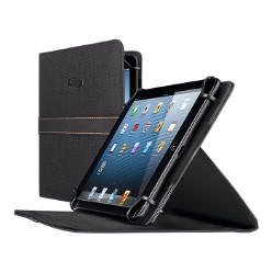 Material: Polyester, Tensioned clips designed to securely hold virtually all brands of 5.5 inch up to 8.5 inch tablets, Adjust to multiple viewing angles, Magnetic strap ensures booklet stays closed