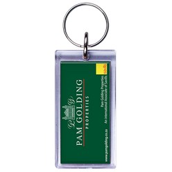 A Sonic Welded Key ring that is available in various colours that can be customised with pad printing with your logo and other methods.