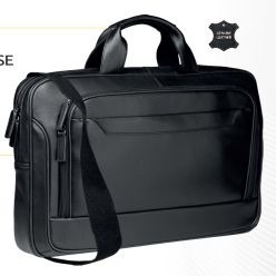 Nappa leather, soft comfortable carry handles, padded computer compartment, front storage pockets, Fully lined, Fits most 17 inch screen laptop PC