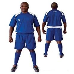 Soccer set including shorts, tops and socks and a goalie kit, Round neck style