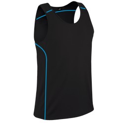 Speedster vest: 150g 100% polyester, visible contrast stitching, self-fabric binding, quick dry fabric, slim fit