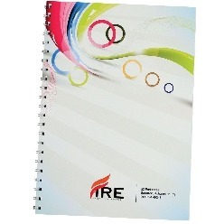 Material paper, 50 sheets, full colour branding, made in South Africa, A5 size, spiral bound