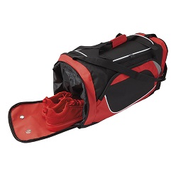 600d polyester material sports bag, with shoe compartment, adjustable carry strap