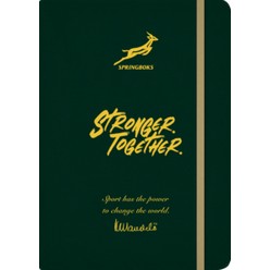 The Springboks Mandela Eco Notebook is the perfect notebook for any rugby event season which is why it has the signature green and gold colouring that everyone should have to show their support and it's is in the size of 148mm x 210mm A5