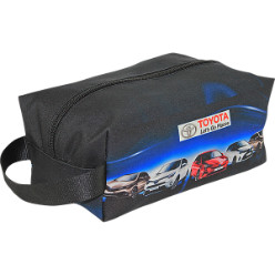Toiletry bag with PU coated backing - 300D 