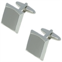Brushed rhodium plated cufflinks square wave in presentation box