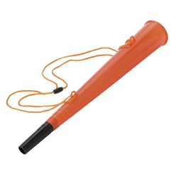 PP Plastic stadium horn, includes a cord with safety clasp