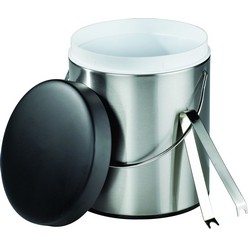 Stainless steel and black ice bucket with ice tongs (3L)