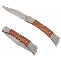 Stainless steel and wood lock back folding knife