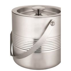 Stainless steel double wall ice bucket with handle and lid