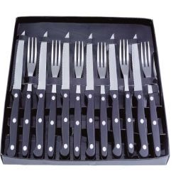 12 piece wood Steak Knife and Fork Set in presentation box