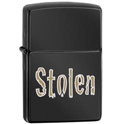Zippo lighter with the words stolen