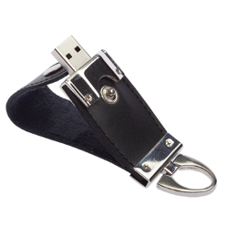 Stylish 4GB USB: 4GB Storage, PU Casing, Zinc Alloy Trims, Button closure, keyring, USB 2.0