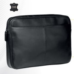 Nappa leather, top zipper opening, padded computer compartment, front document opening, fully lined, Fits most 11 inch screen laptop PC