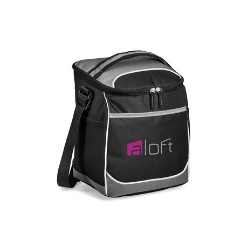 600D with PEVA lining, adjustable shoulder strap. Large cooler holds up to 20 cans. Main zippered compartment with top carry handle. PEVA lining. Front slip pocket with colour trim & stitching. Colour accented zippers. Side mesh pocket. Adjustable shoulder strap.