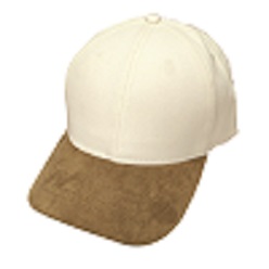 Suede cap with 4 needle stitch twill sweatband, embroidered self colour eyelets, pre-curved suede peak and self covered Velcro strap
