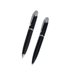 Push Button Metal Ball pen & Pencil Set, Refill, Black Ink Supplied in an Deluxe Box