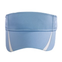 Sun visor with v-strip, cotton twill, 4 needle stitch twill sweatband, pre-curved peak, self velcro strap