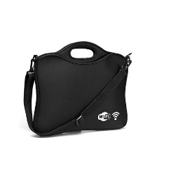 Flexible. Zippered main compartment . Airport check point friendly. Fits 15.6 inch laptops. Open front compartment. Adjustable removable shoulder strap. Stylish double handles. Imitation Neoprene