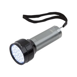 28 LED aluminium torch requires 3 AAA batteries (not included)
