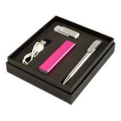 The perfect gift set for any occasion and features a sleek metallic portable Navatis power bank and a stylish Colorado pen and 16GB USB