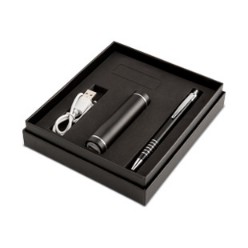 The perfect gift set features an eye-catching metallic portable Power Pack powerbank and an elegant metal Elektra pen