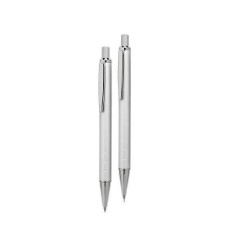 Push Button Metal Ball pen & Pencil Set, Refill, Black Ink Supplied in an Oval Metal Box