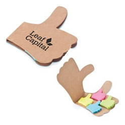 Thumbs-up sticky notes in pure wood pulp cover