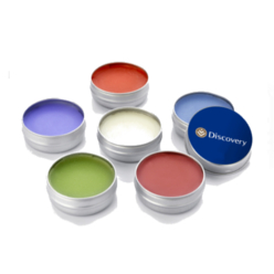 A quaint promotional cosmetics treat. Flavoured lip balm in a small 14g tin tub to soften up and spoil your lips with its nutrients. IT not only moisturises but protect and smoothens your lips. It fights off the dry and rough textures on your lips. This product is available in flavours like vanilla, strawberry, mint and other tropical flavours. It is offered with a branding option to digitally print a design or image of your choosing on its lid.