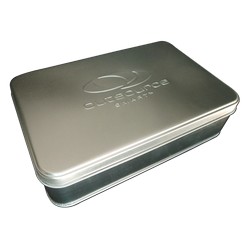 A simplistic presentation box for any corporate gift. These rectangular tin boxes are crafted with a sustainable design along with a customised emboss to display the designs of your business brand on its lid. It embodies a timeless promotion of your business's essence leaving a positive imprint on consumers. Elegant tin ware, constructed for optimal functionality and high quality that will last a life time. 
