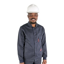 Made in South Africa, triple stitching on shoulder and sleeves, chest pocket with flap and pen section, money pocket on trousers, side swing pockets, side vents, back pocket with flap, reinforced ruler pocket