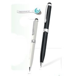 2 in 1 Metal ballpen & Stylus, twist action chrome clip and trims, refill black ink (Capacitive stylus works with IPAD, Iphone & Droid devices)